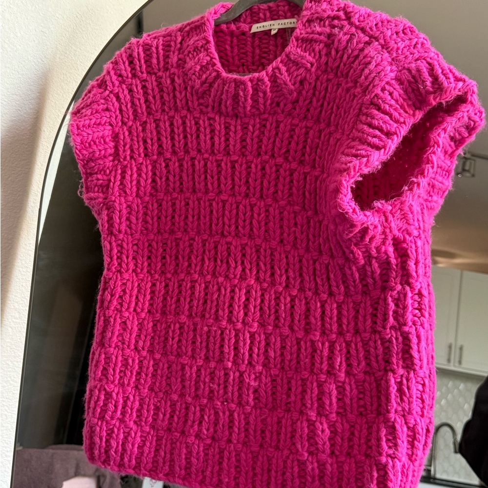 English Factory Fuchsia Knit Sweater Vest